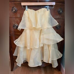 Never worn new with tags butter yellow layered tulle mini dress strapless
